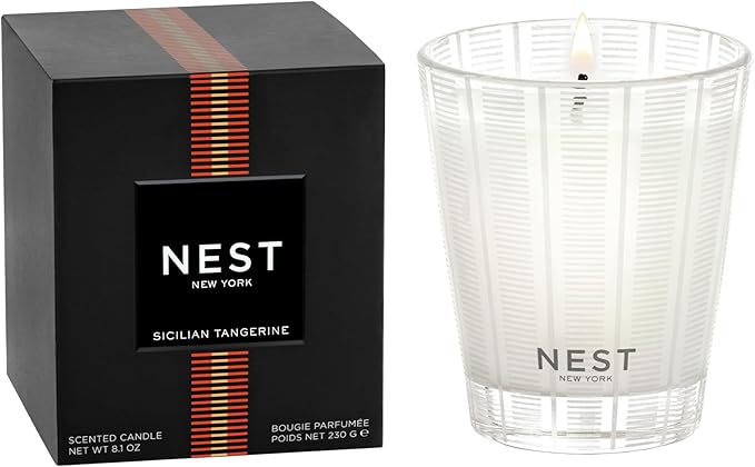 NEST New York Scented Classic Candle, Sicilian Tangerine - 8.1 oz - Up to 60-Hour Burn Time - Reusable Glass Vessel - Bloomnest