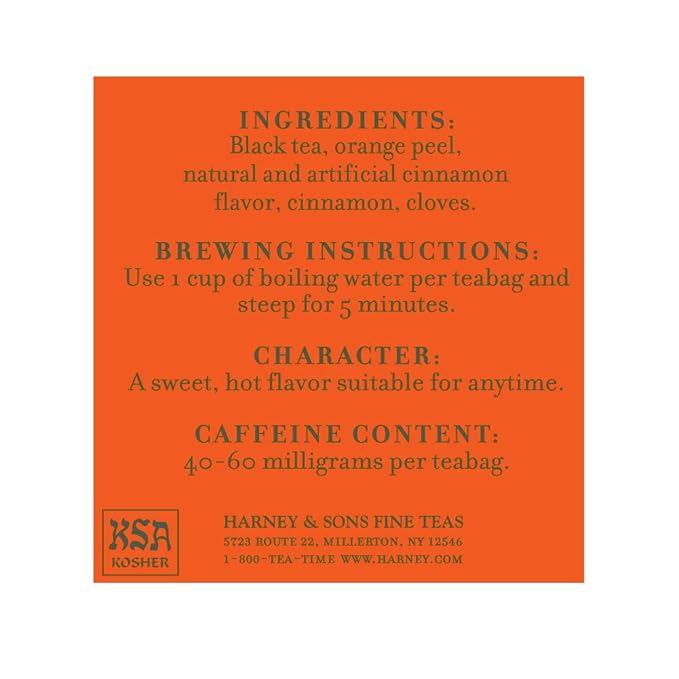Harney and Sons Hot Cinnamon Spice, a Spicy Black Tea with Cinnamon, Orange Flavors & Sweet Clove - 50 Teabags - Bloomnest
