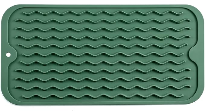 Silicone Dish Drying Mat for Multiple Usage,Easy clean,Eco-friendly,Heat-resistant Silicone Mat for Kitchen Counter or Sink,Refrigerator or Drawer Liner Green S 12 inches x 6 inches - Bloomnest