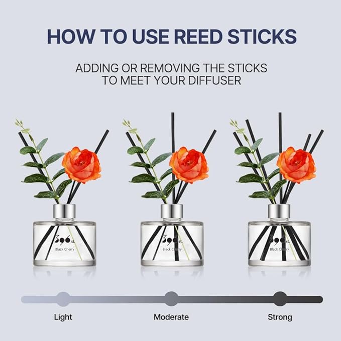 396 st. Peony Flower Reed Diffuser, Red Rose, 200ml(6.7oz) / Reed Diffuser Sets, Home Fragrance, Scented Oils, Home & Bathroom Décor