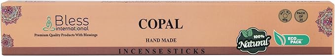 Bless-Copal 100%-Natural-Handmade-Hand-Dipped-Incense-Sticks Organic-Chemicals-Charcoal-Free Purification-Relaxation-Positivity-Yoga-Meditation Best-Woods-Scent (25 Sticks (1.4 OZ)) BlessInternational