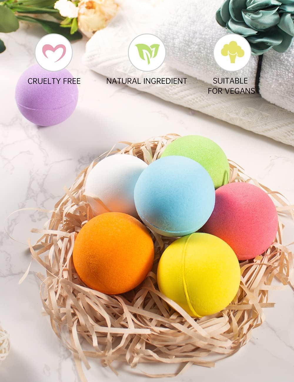 Aofmee Bath Bombs, 7pcs Bubble Bath Bombs for Women, Natural Handmade Fizzies Gift Set, Spa Organic Bathbombs for Kids, Essential Oil Personal Care Bath Gift for Birthday Mothers Day Christmas