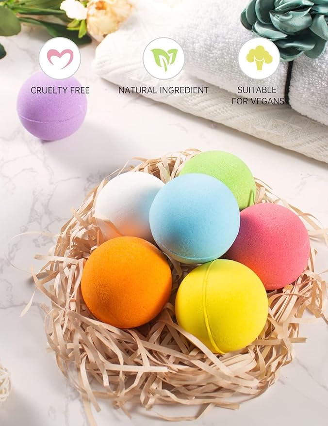 Aofmee Bath Bombs, 7pcs Bubble Bath Bombs for Women, Natural Handmade Fizzies Gift Set, Spa Organic Bathbombs for Kids, Essential Oil Personal Care Bath Gift for Birthday Mothers Day Christmas - Bloomnest