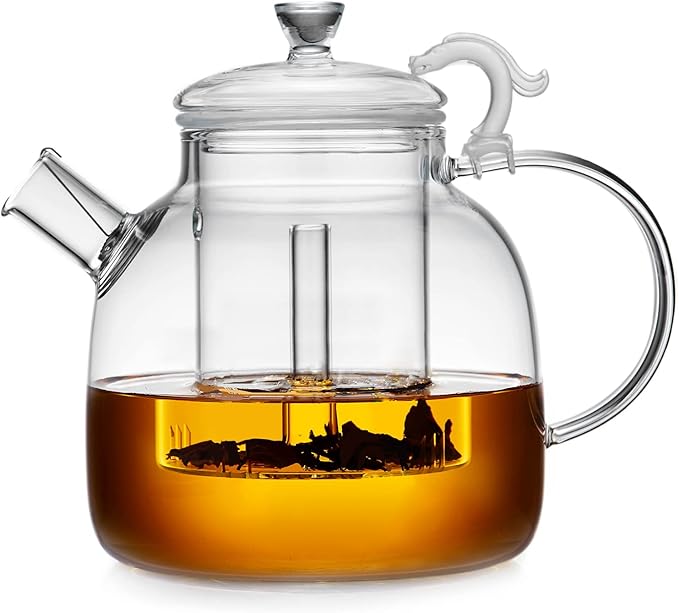 68OZ Glass Teapot, Large Glass Tea Pot With Infuser, Kettle For Stove Top, Tea Cup With Infuser For Loose Leaf Tea Steeper 2000ML, Dishwasher Safe - Bloomnest