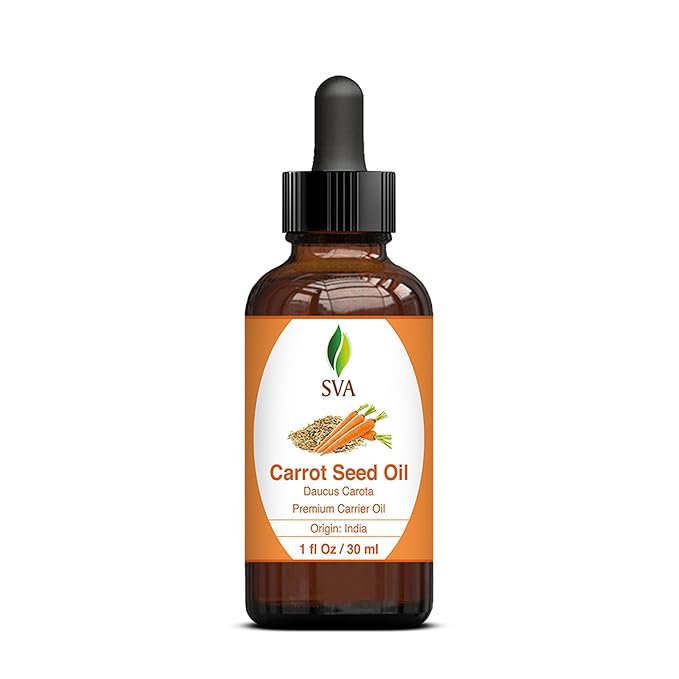 SVA Carrot Seed Oil - 1 Fl Oz – 100% Natural Cold Pressed Carrot Oil - for Face, Skin Care, Hair Care, Scalp Massage & Body Massage – Carrier Oil with Dropper - Bloomnest