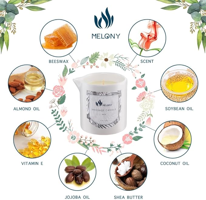 MELONY Massage Candle 8.1Oz Moisturizing Luxurious Relaxing Essential Oil Body Massage Candle for Home Spa (Frankincense) - Bloomnest