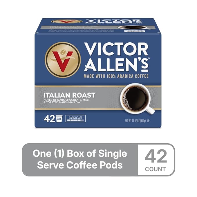 Victor Allen's Coffee Italian Roast, Dark Roast, 42 Count, Single Serve Coffee Pods for Keurig K-Cup Brewers - Bloomnest