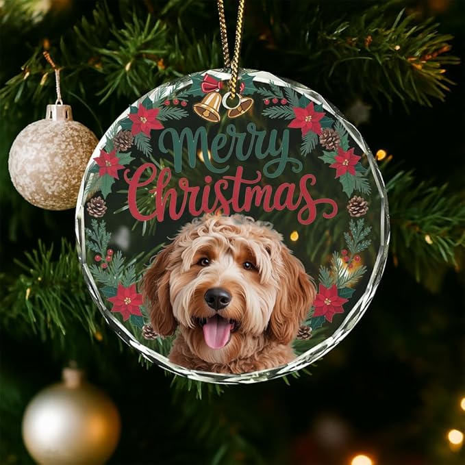 Golden Doodle Glass Ornament – Handcrafted Hanging Decoration, Elegant Keepsake with Unique Golden Doodle Design, for Home, Holiday Tree, or Special Occasion - Bloomnest