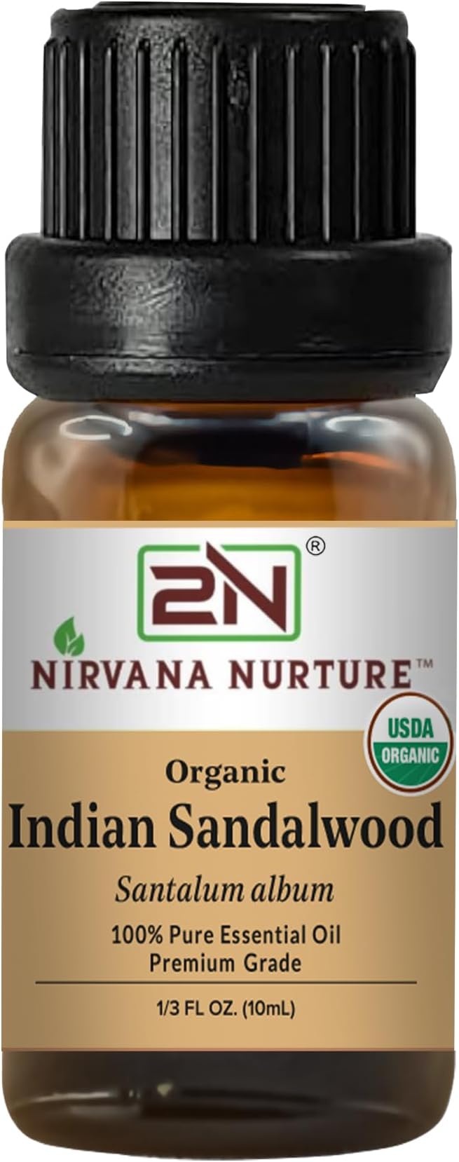 Indian Sandalwood Essential Oil, USDA Certified Organic, 100% Pure Undiluted, Aromatherapy Oil for Diffuser, Hair & Skin Care NirvanaNurture