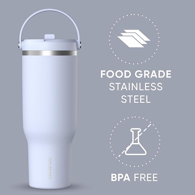 Hydrapeak Nomad 40 oz Tumbler with Handle and Straw Lid, Leakproof, Double Insulated, 40oz Cup Stainless Steel (Iceberg) - Bloomnest