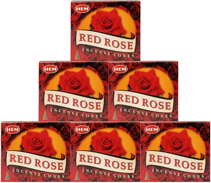 TRUMIRI Incense Cone Holder Bundle with Hem Red Rose Incense Cones - Pack of 6 (Approx 60 Cones) TRUMIRI