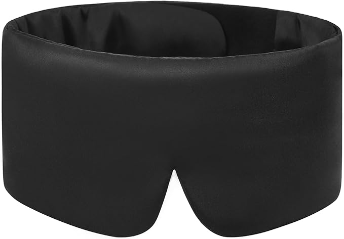 Weighted Eye Mask Silk ALASKA BEAR for Sleeping, Wraparound Style Compression, Wide Headband and Large Coverage Ears for Sound-muffling, Microwavable Beads Filled - Bloomnest