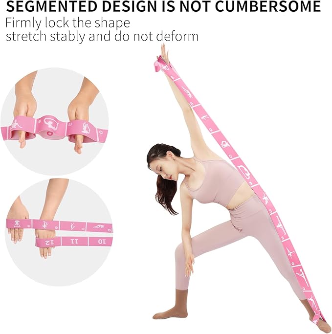 Multi-Functional Slimming Resistance Bands Yoga Straps Elastic Stretching Band 10/12 Loops for Pilates, Latin Training, Dance, Gymnastics, Fitness, Ballet and Physical Therapy - Bloomnest