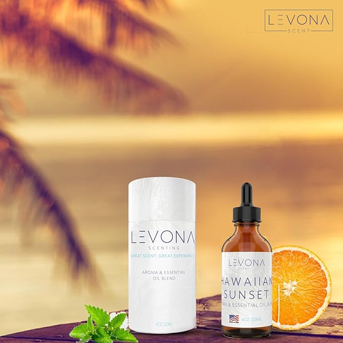 Levona Scent Essential Oils - Scents for Home, Hotel & Office Use - Perfect for Home Diffuser & Humidifiers - Aroma Fragrance Oil, Ideal for Massage, Relaxation, and Spa - Hawaiian Sunset, 120ml - Bloomnest