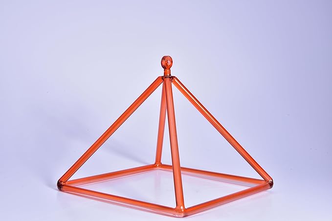 TOPFUND Orange Crystal Singing Pyramid 6 inch with Carrying Case and Quartz Suede Mallet