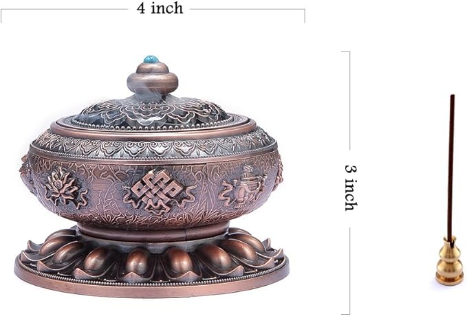 Incense Holder Burner Tibet Lotus Copper Alloy(Stick/Cone/Coil Incense) - Bloomnest