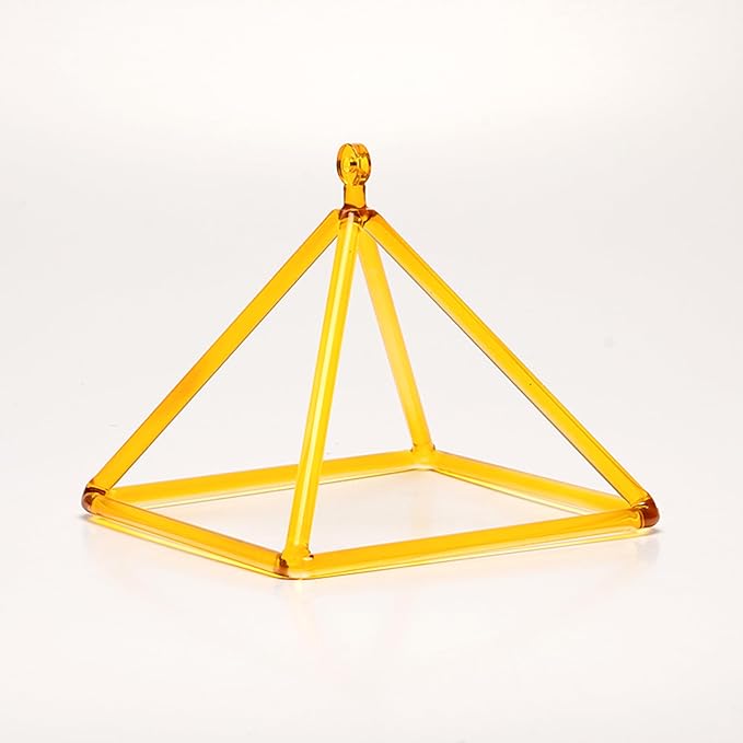 TOPFUND Yellow Crystal Singing Pyramid 8 inch with Carrying Case and Quartz Suede Mallet