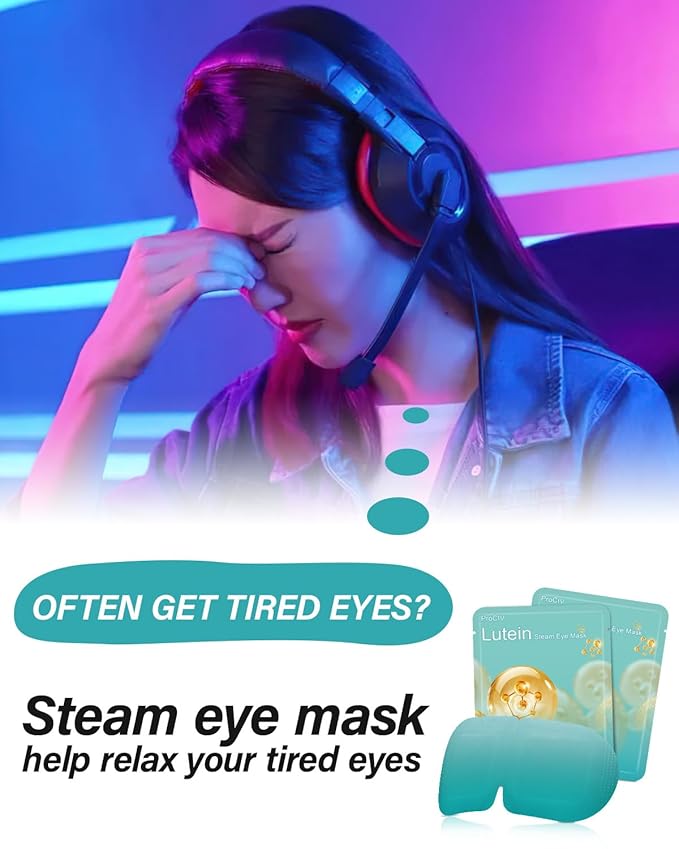 16 Packs Lutein Steam Eye Masks for Dry Eyes Self Heated Disposable Sleep Mask Soothing Headache Relief Dry Eye,Hot Warm Compress for Stress Relief Relief Eye Fatigue, Spa Items Travel Essentials - Bloomnest