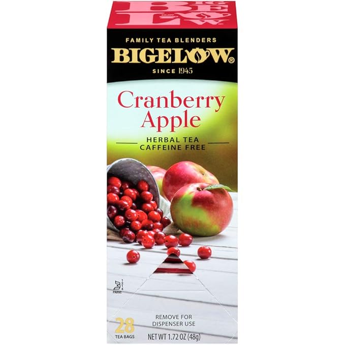 BigelowCranberry Apple Herbal Tea Bags 28-Count Boxes (Pack of 6) Cranberry Apple Hibiscus Flavored Herbal Tea Bags All Natural Non-GMO - Bloomnest