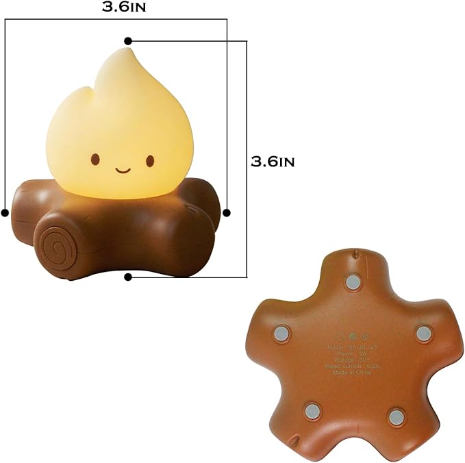 Cute Fake Campfire Lamp, Rechargeable Night Light with Flickering Candle Mode, Portable Mood Lighting for Bedroom Decor, Desk Accessories, Camping & Gifts (Basic Version) - Bloomnest