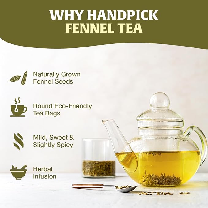 HANDPICK Fennel Seed Tea Bags (100 Count), Authentic Indian Origin with Natural Aroma & Sweetness | Naturally Support Digestion & Immune System | 100% Pure, Non GMO & Caffeine Free - Bloomnest