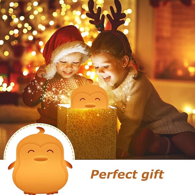 Large Penguin Night Lights for Babies Bedroom Light, lamp Kids, Toddler Nursery lamp Soft Decorative Lamps - Break Resistant, Eye Caring, Adjustable Brightness & Color, Time Setting - Large - Bloomnest