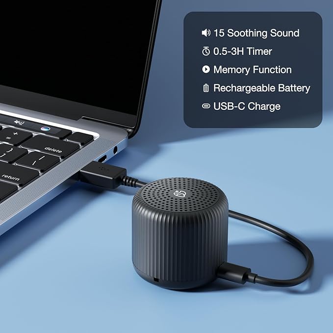 White Noise Machine Baby Portable Sound Machine,LEICEX Travel Sound Machine,15 Non-Looping Sound Timer and Memory Play, Mini White Noise Machine for Sleeping Office Travel （Black） - Bloomnest