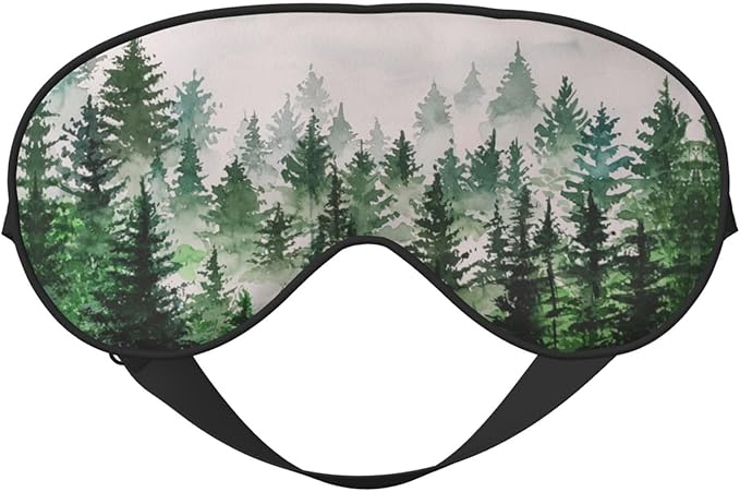 Sleep Eye Mask Watercolor Foggy Forest Sleep Mask for Women Men Comfortable Eye Mask with Adjustable Strap Soft Eye Cover Blindfold for Travel Yoga Nap Shift Work - Bloomnest