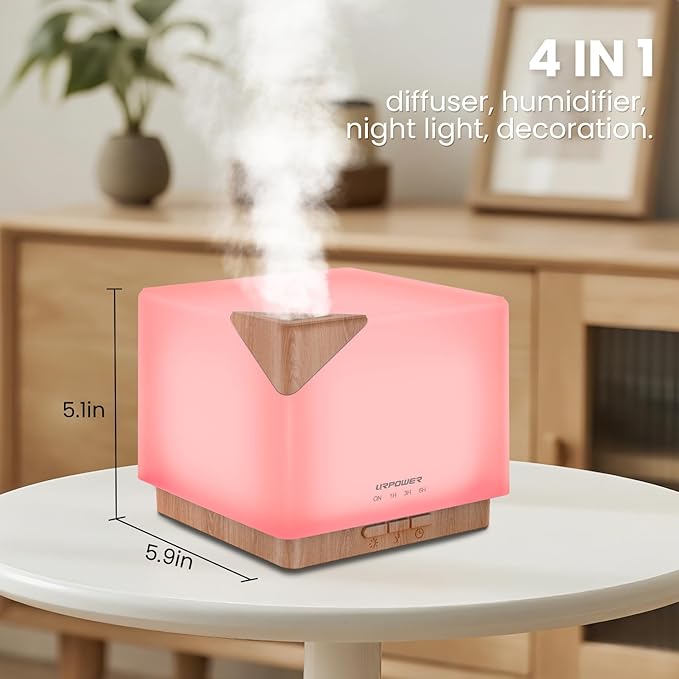 URPOWER Aromatherapy Essential Oil Diffuser Humidifier, 700ml Large Capacity Modern Ultrasonic Aroma Diffusers Running 20+ Hours with Adjustable Mist Mode/4 Timer Settings for Home Office Study - Bloomnest