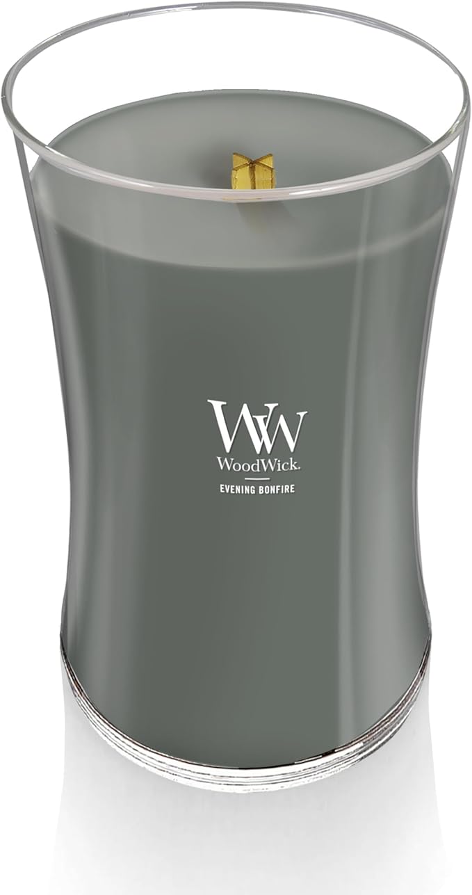 WoodWick Evening Bonfire Holiday Candle Gifts for Women and Men, 21.5 oz Large Hourglass Candle with Crackling Wick - Bloomnest