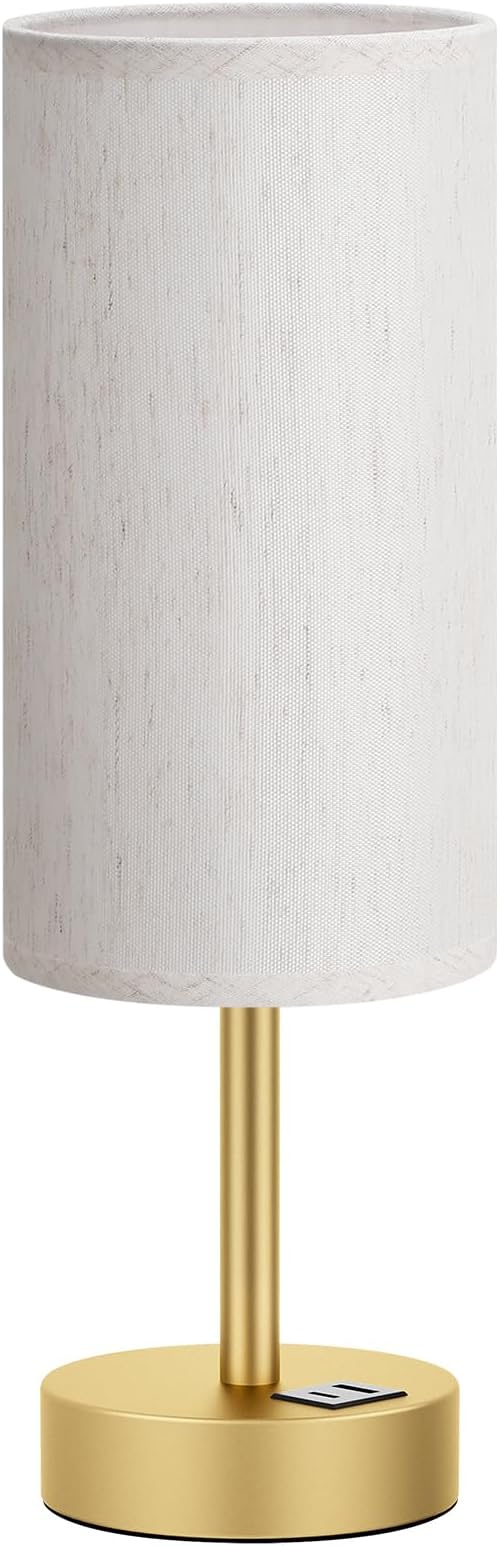 Small Touch Bedside Lamp with USB - 3 Way Dimmable Gold Table Lamp for Bedroom, Nightstand Lamp with Gold Charging Station for Desk Dorm, Office - Bloomnest