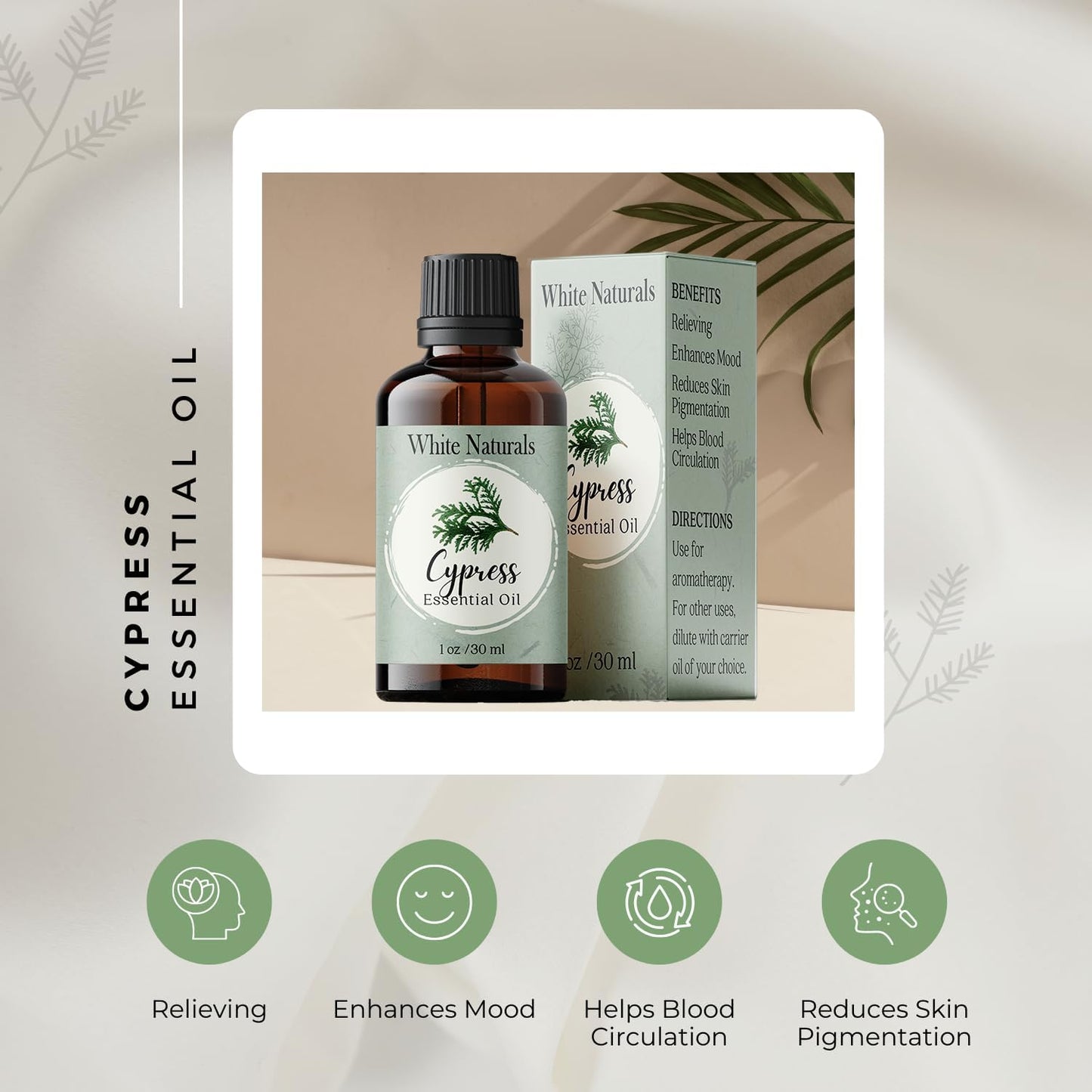 Cypress Essential Oil, 100% Pure & Natural Therapeutic Grade Essential Oil for Aromatherapy Diffusers, Undiluted for Healthy Skin & Hair Growth, Ideal for Bedroom, Living Room, Office 1oz