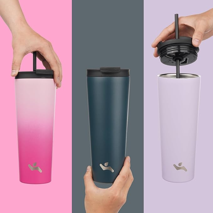 30 OZ Insulated Tumbler with Lid and 2 Straws Stainless Steel Water Bottle Vacuum Travel Mug Coffee Cup,ArmyGreen - Bloomnest