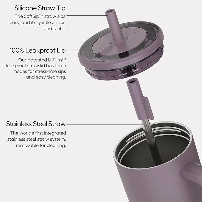 BrüMate Era 40 oz Tumbler with Handle and Straw | 100% Leakproof Insulated Water Bottle Tumbler with Lid and Flexible SoftSip Straw | Made of Stainless Steel | Cup Holder Friendly | 40oz (Lilac Dusk) - Bloomnest