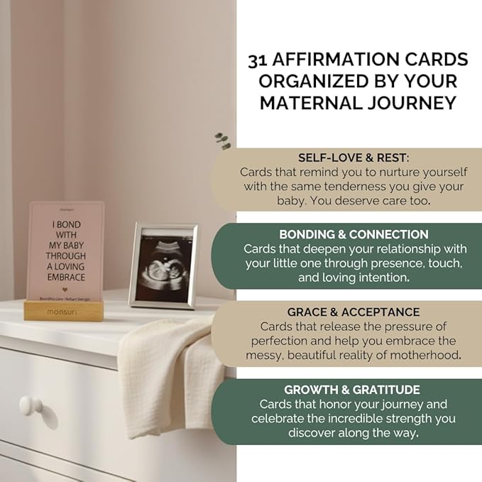 Pregnancy & Postpartum Gifts For Mom | 31 New Mom Affirmation Cards, Vanilla Candle & Oatmeal Soap. Ideal New Mom Care Package After Baby, Pregnancy Gifts for Expecting Mom, Baby Shower Gifts for Mom - Bloomnest