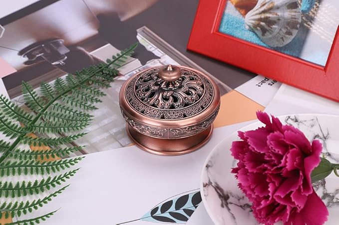 Incense Burner Cone Incense Holder Censer with a Dustproof Lid Exquisite Alloy Decoration for Bedroom Kitchen Teahouse Office - Bloomnest