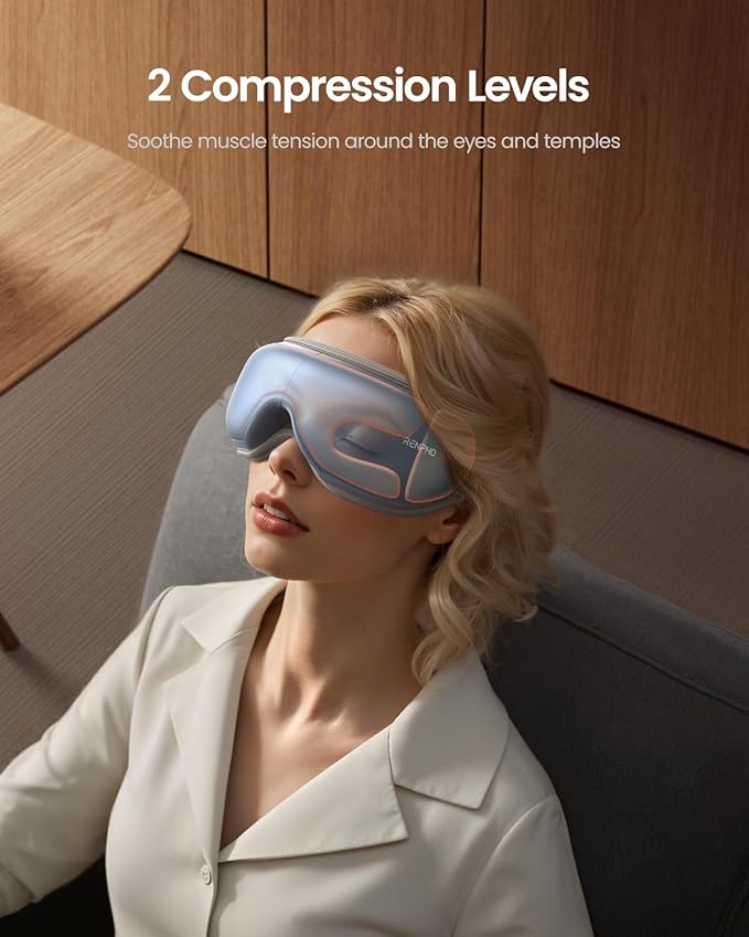 RENPHO Eye Massager with Heat, Birthday Valentines Day Gifts, Migraine Massager with Remote, Compression, Silent Mode, Bluetooth, Heated Sleep Mask for Strain Relief, Stye Eye, Improve Sleep RENPHO