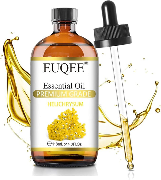 EUQEE Helichrysum Essential Oil 4 oz/118 ml Large Bottle Premium Helichrysum Oil with Glass Dropper - Great for Diffusers, Humidifier, Candle & Soap Making - Bloomnest