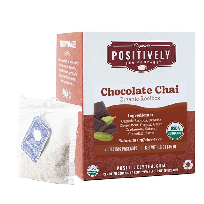 Organic Positively Tea Company, Rooibos Chocolate Chai Tea Bags, 20 Count - Bloomnest