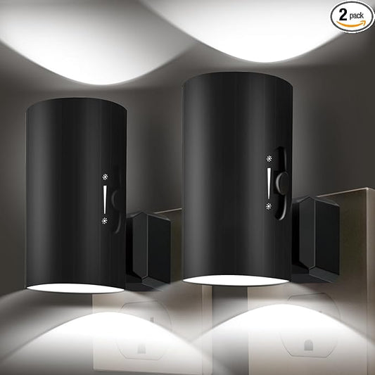 Night Lights Plug into Wall, LED Plug in Night Light with Light Sensor, 0-100LM Adjustable Brightness Wall Light, 5000K Daylight White, 2Pcs Dimmable Automatic Night Light for Hallway Bedroom Stairway - Bloomnest