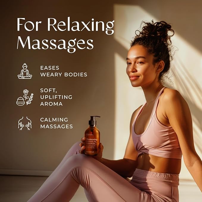 Gya Labs Destressing Massage Oil - 6.76 Fl Oz - Non-Greasy Formula for Sore Muscles, Deep Relaxation & All Skin Types - Suitable for Men & Women - Bloomnest