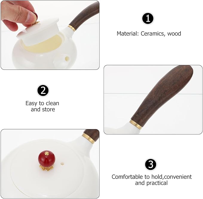 Ceramic Tea Maker with Side Handle Small Teapot for Loose Leaf Tea Lightweight Porcelain Teaware for Home Office Restaurant