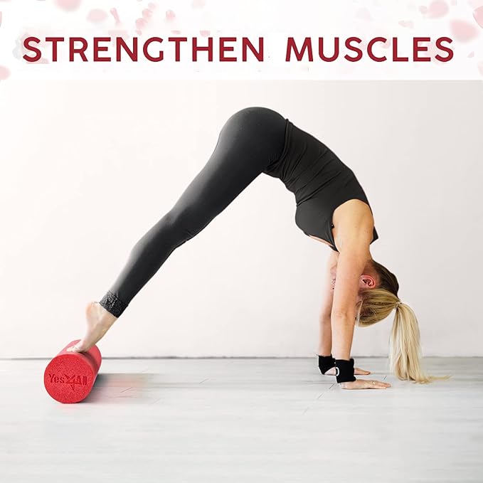 Yes4All Medium Firm Round PE Foam Roller 12, 18, 24, 36 Inches for Pilates, Yoga, Stretching, Balance & Core Exercises - Bloomnest