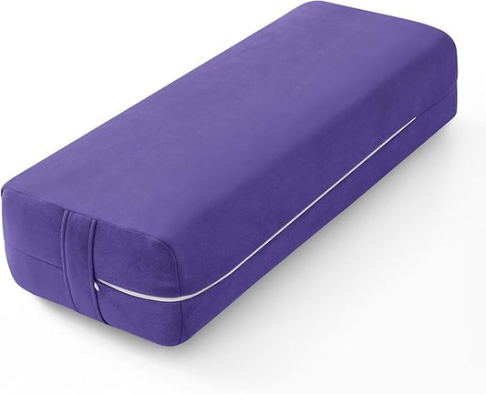 Wellsin Rectangular Yoga Bolster - Meditation Pillow with Washable Suede Cover, 27"X10" X5.5" - Bloomnest