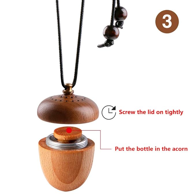 Wooden Acorn Essential Oil Car Diffuser Air Freshener Hang Decoration Brown - Bloomnest