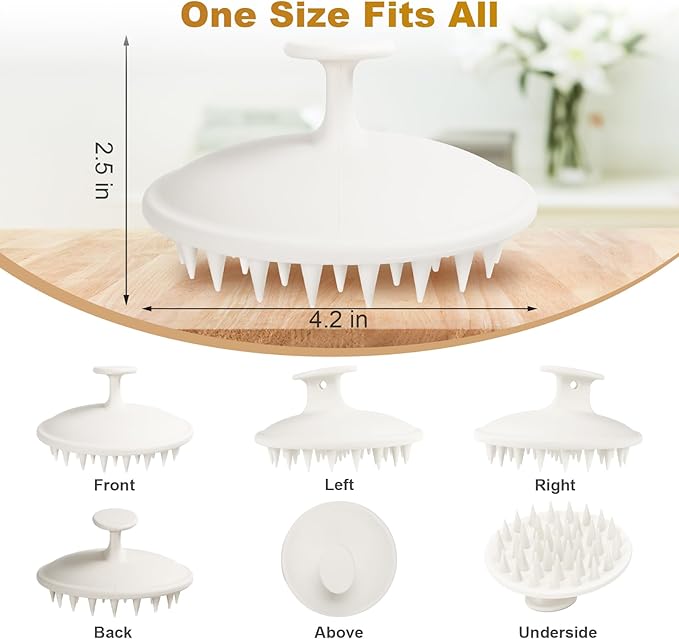 Meartchy Silicone Scalp Massager Shampoo Brush, Scalp Brush for Hair Growth & Dandruff Removal, Hair Scrubber Scalp Stimulator Exfoliator Brush with Soft Bristles for Wet Dry Scalp Care (White) Meartchy