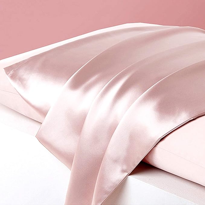 Pink Mulberry Silk Pillowcase Queen Size - 22 Momme Silk Pillow Case for Sleeping Women, Luxury Hypoallergenic Acne Pillow Case, Anti-Breakage Self-Care Item, Girly Gifts, 1 Pc 20"x30" (Queen, Pink) - Bloomnest