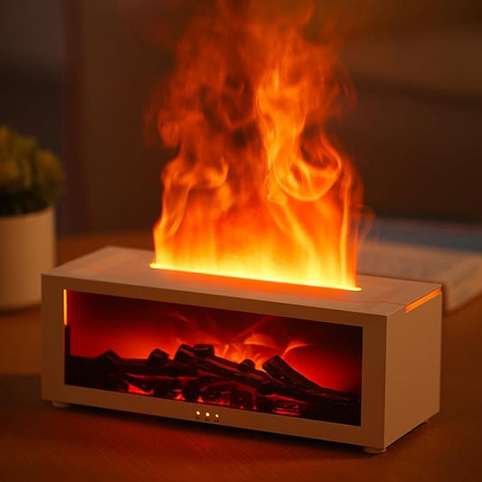 Essential Oil Diffuser, 7 Colors Fireplace Fire Flame Aromatherapy Diffuser, 150ml Ultrasonic Humidifier, Scent Aroma Diffuser with Remote Control & Timer for Home,Bedroom,Office,Yoga (White) - Bloomnest