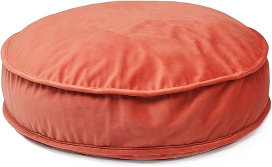Round Floor Pillow Cover Velvet Throw Seating Pouf Yoga Meditation Cushion Plush Case Reading Room Decor Cover Only (19.7IN, Brick Red) - Bloomnest