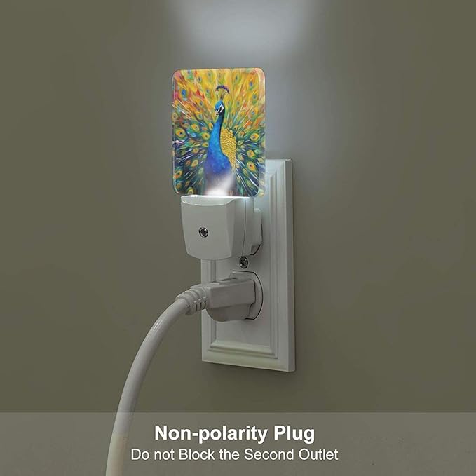Led Night Light, Abstract Peacock Decorative Plug in Nightlights,with Smart Auto Dusk to Dawn Night Light for Bedroom, Kitchen, Nursery, Bathroom - Bloomnest